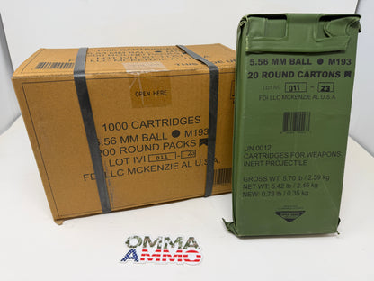 FDI M193 5.56 55gr 1000 rnd case with 5 200rn battle packs inside