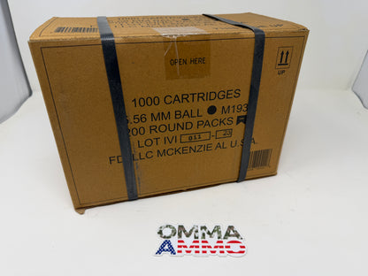 FDI M193 5.56 55gr 1000 rnd case with 5 200rn battle packs inside